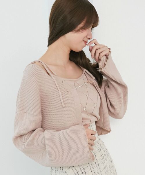 MAJESTIC LEGON / マジェスティックレゴン カーディガン・ボレロ | ダイヤ柄ビジューキャミセットカーデ | 詳細12