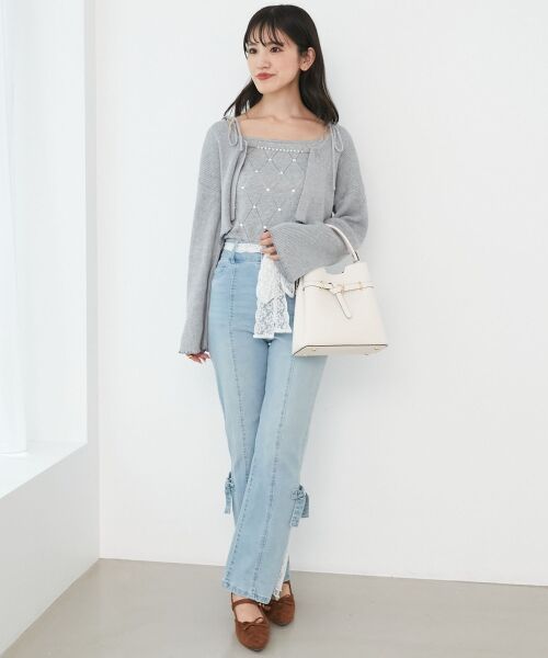 MAJESTIC LEGON / マジェスティックレゴン カーディガン・ボレロ | ダイヤ柄ビジューキャミセットカーデ | 詳細15