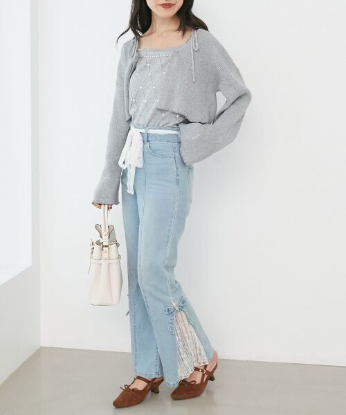 MAJESTIC LEGON / マジェスティックレゴン カーディガン・ボレロ | ダイヤ柄ビジューキャミセットカーデ | 詳細16