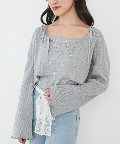 MAJESTIC LEGON / マジェスティックレゴン カーディガン・ボレロ | ダイヤ柄ビジューキャミセットカーデ | 詳細18