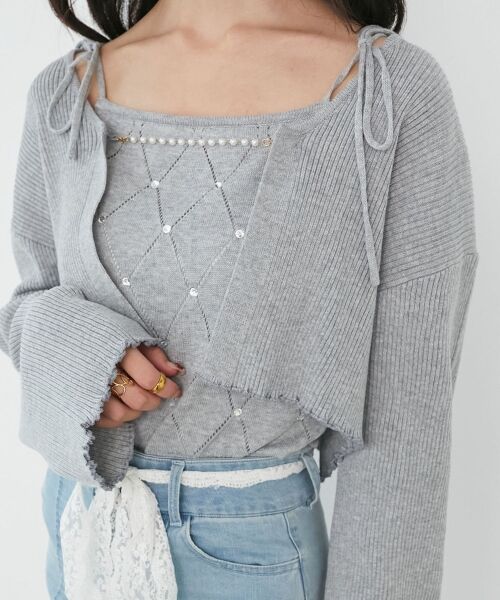 MAJESTIC LEGON / マジェスティックレゴン カーディガン・ボレロ | ダイヤ柄ビジューキャミセットカーデ | 詳細20