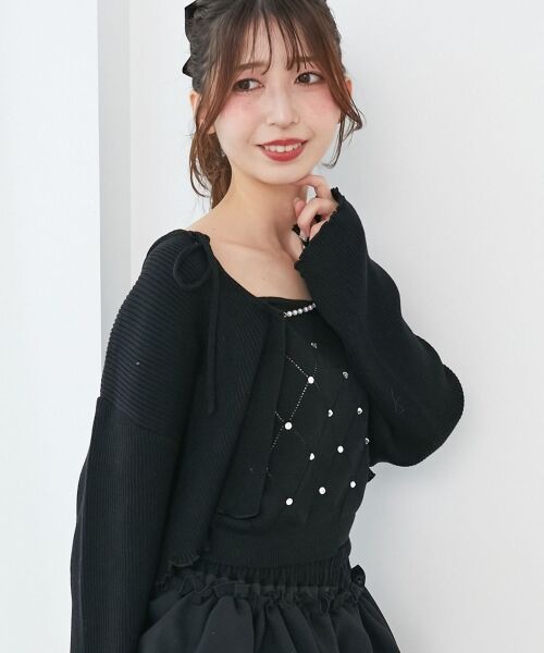 MAJESTIC LEGON / マジェスティックレゴン カーディガン・ボレロ | ダイヤ柄ビジューキャミセットカーデ | 詳細25