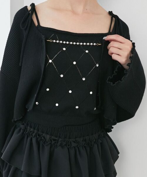 MAJESTIC LEGON / マジェスティックレゴン カーディガン・ボレロ | ダイヤ柄ビジューキャミセットカーデ | 詳細27