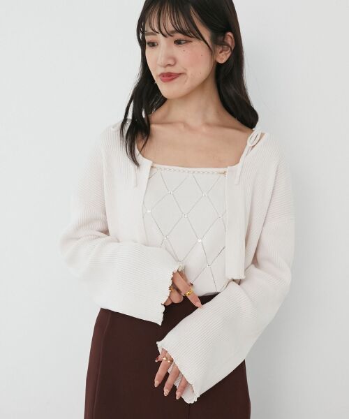 MAJESTIC LEGON / マジェスティックレゴン カーディガン・ボレロ | ダイヤ柄ビジューキャミセットカーデ | 詳細4