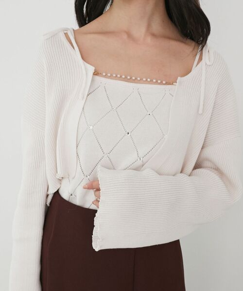 MAJESTIC LEGON / マジェスティックレゴン カーディガン・ボレロ | ダイヤ柄ビジューキャミセットカーデ | 詳細7