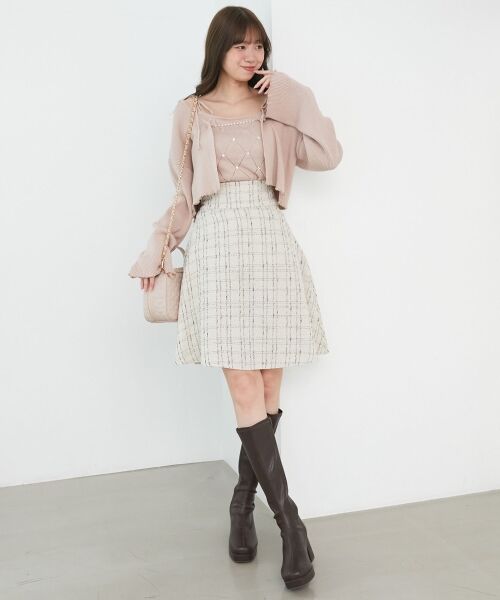 MAJESTIC LEGON / マジェスティックレゴン カーディガン・ボレロ | ダイヤ柄ビジューキャミセットカーデ | 詳細8