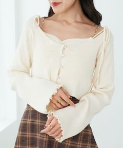 MAJESTIC LEGON / マジェスティックレゴン カーディガン・ボレロ | ビジューチェーンキャミセットカーデ