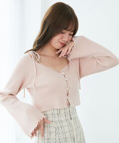 MAJESTIC LEGON / マジェスティックレゴン カーディガン・ボレロ | ビジューチェーンキャミセットカーデ