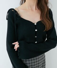 MAJESTIC LEGON / マジェスティックレゴン カーディガン・ボレロ | ビジューチェーンキャミセットカーデ