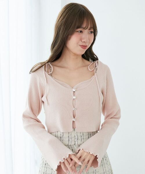 MAJESTIC LEGON / マジェスティックレゴン カーディガン・ボレロ | ビジューチェーンキャミセットカーデ | 詳細11