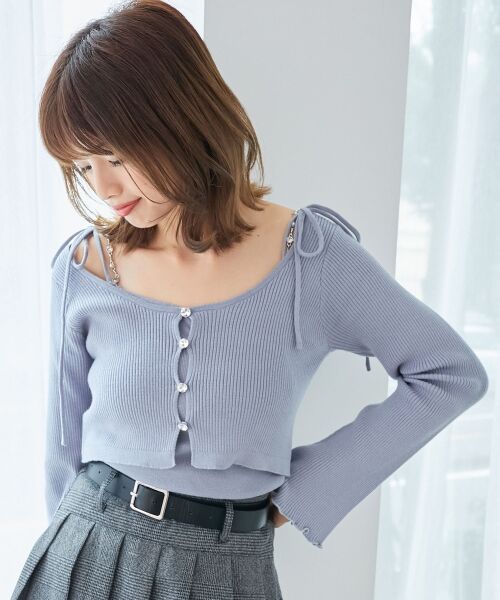 MAJESTIC LEGON / マジェスティックレゴン カーディガン・ボレロ | ビジューチェーンキャミセットカーデ | 詳細18