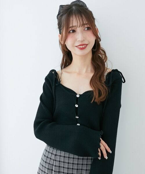 MAJESTIC LEGON / マジェスティックレゴン カーディガン・ボレロ | ビジューチェーンキャミセットカーデ | 詳細25