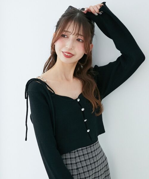 MAJESTIC LEGON / マジェスティックレゴン カーディガン・ボレロ | ビジューチェーンキャミセットカーデ | 詳細26