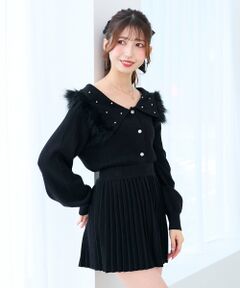 MAJESTIC LEGON / マジェスティックレゴン ニット・セーター | フェイクファー付きキラキラ襟ニット