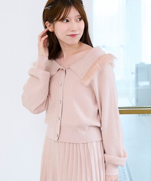 MAJESTIC LEGON / マジェスティックレゴン ニット・セーター | フェイクファー付きキラキラ襟ニット | 詳細12