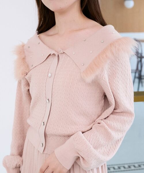 MAJESTIC LEGON / マジェスティックレゴン ニット・セーター | フェイクファー付きキラキラ襟ニット | 詳細14
