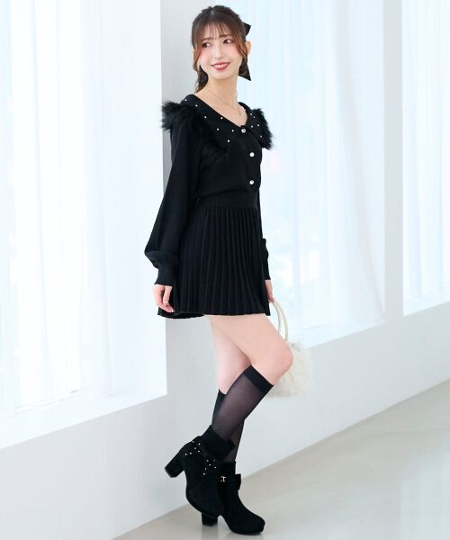 MAJESTIC LEGON / マジェスティックレゴン ニット・セーター | フェイクファー付きキラキラ襟ニット | 詳細16