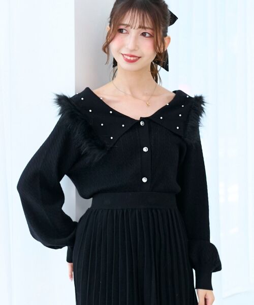 MAJESTIC LEGON / マジェスティックレゴン ニット・セーター | フェイクファー付きキラキラ襟ニット | 詳細18