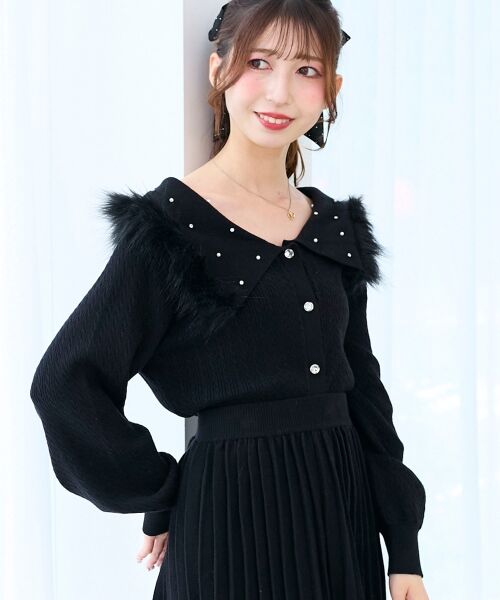 MAJESTIC LEGON / マジェスティックレゴン ニット・セーター | フェイクファー付きキラキラ襟ニット | 詳細19