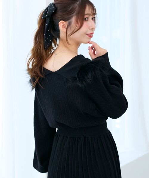 MAJESTIC LEGON / マジェスティックレゴン ニット・セーター | フェイクファー付きキラキラ襟ニット | 詳細20