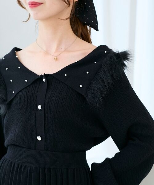 MAJESTIC LEGON / マジェスティックレゴン ニット・セーター | フェイクファー付きキラキラ襟ニット | 詳細21