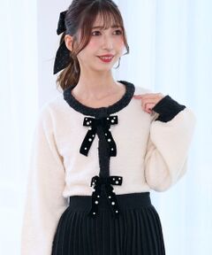 MAJESTIC LEGON / マジェスティックレゴン カーディガン・ボレロ | キラキラベロアリボンカーディガン