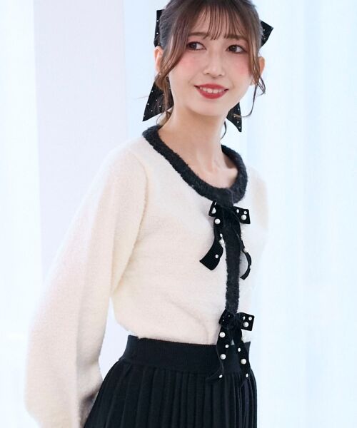 MAJESTIC LEGON / マジェスティックレゴン カーディガン・ボレロ | キラキラベロアリボンカーディガン | 詳細5