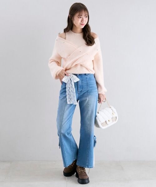 MAJESTIC LEGON / マジェスティックレゴン ニット・セーター | オープンショルダーカシュクールニット | 詳細8