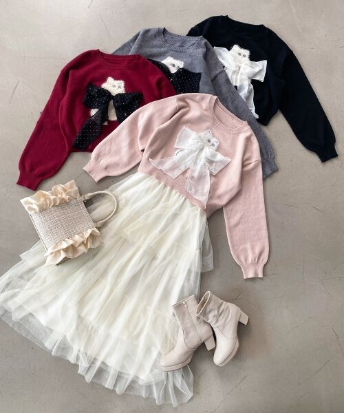 MAJESTIC LEGON / マジェスティックレゴン ニット・セーター | ふわふわLadycatリボンニット | 詳細1