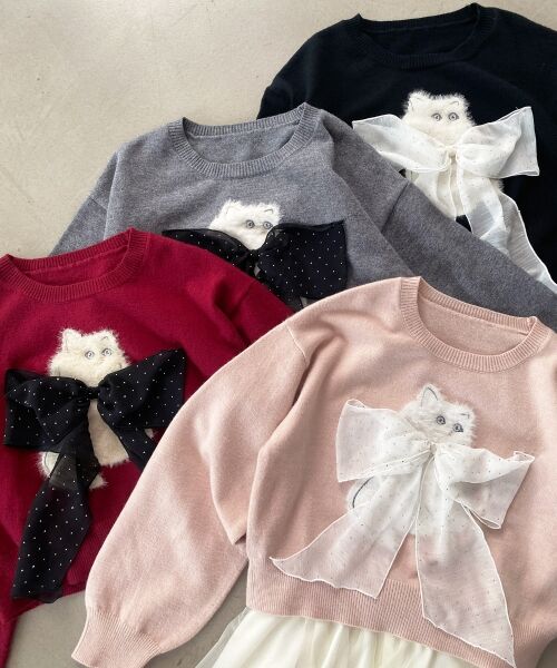 MAJESTIC LEGON / マジェスティックレゴン ニット・セーター | ふわふわLadycatリボンニット | 詳細2