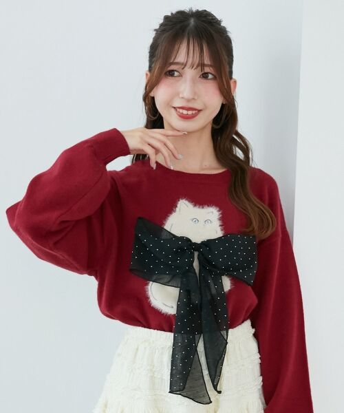 MAJESTIC LEGON / マジェスティックレゴン ニット・セーター | ふわふわLadycatリボンニット | 詳細6