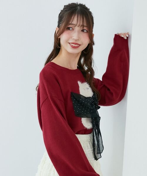 MAJESTIC LEGON / マジェスティックレゴン ニット・セーター | ふわふわLadycatリボンニット | 詳細7