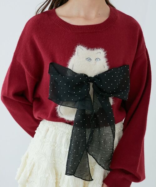 MAJESTIC LEGON / マジェスティックレゴン ニット・セーター | ふわふわLadycatリボンニット | 詳細9