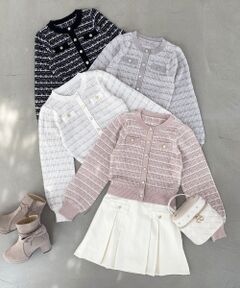 MAJESTIC LEGON / マジェスティックレゴン カーディガン・ボレロ | キラキラボタンツイードライクカーデ