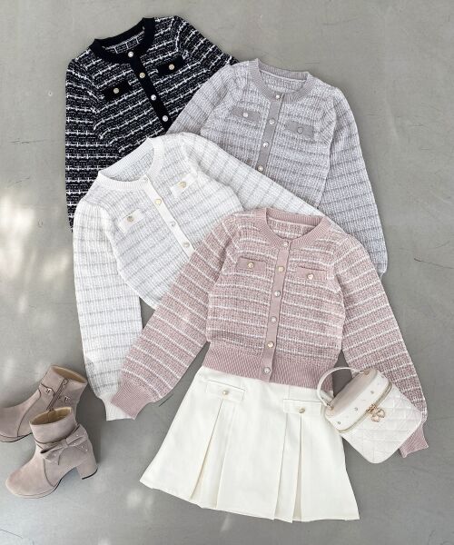 MAJESTIC LEGON / マジェスティックレゴン カーディガン・ボレロ | キラキラボタンツイードライクカーデ | 詳細1