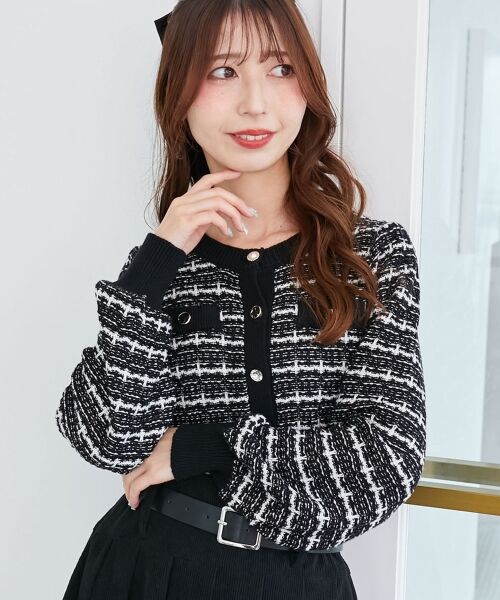 MAJESTIC LEGON / マジェスティックレゴン カーディガン・ボレロ | キラキラボタンツイードライクカーデ | 詳細6