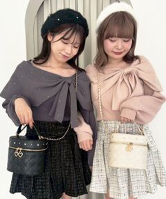 MAJESTIC LEGON / マジェスティックレゴン ニット・セーター | ビジューリボンオフショルニット