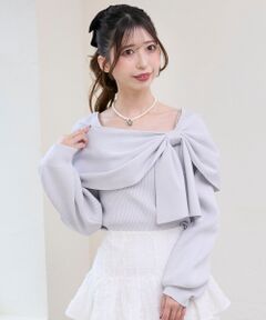 MAJESTIC LEGON / マジェスティックレゴン ニット・セーター | ビジューリボンオフショルニット