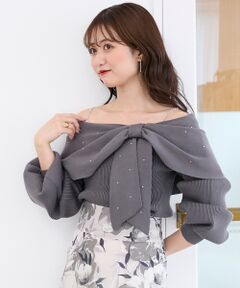 MAJESTIC LEGON / マジェスティックレゴン ニット・セーター | ビジューリボンオフショルニット