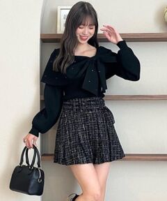 MAJESTIC LEGON / マジェスティックレゴン ニット・セーター | ビジューリボンオフショルニット