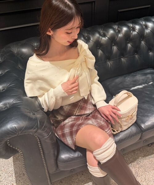 MAJESTIC LEGON / マジェスティックレゴン ニット・セーター | ビジューリボンオフショルニット | 詳細13