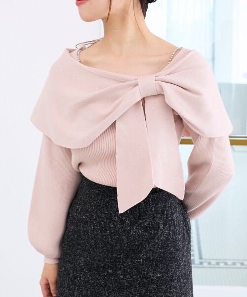 MAJESTIC LEGON / マジェスティックレゴン ニット・セーター | ビジューリボンオフショルニット | 詳細30