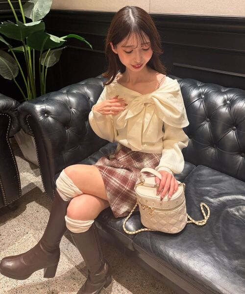 MAJESTIC LEGON / マジェスティックレゴン ニット・セーター | ビジューリボンオフショルニット | 詳細12