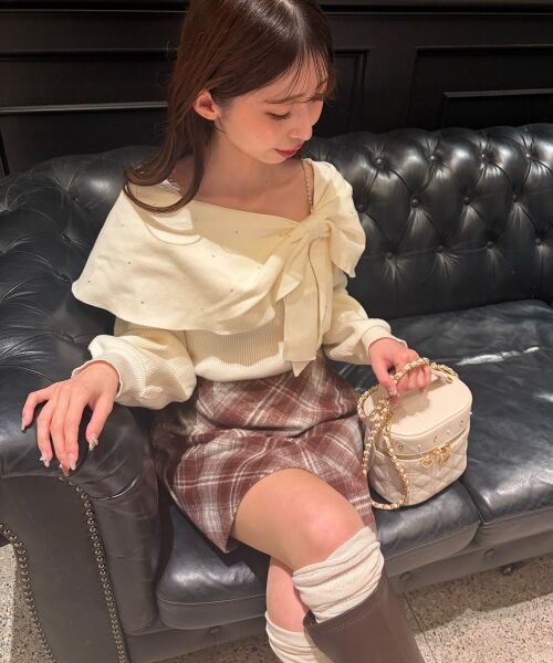 MAJESTIC LEGON / マジェスティックレゴン ニット・セーター | ビジューリボンオフショルニット | 詳細14