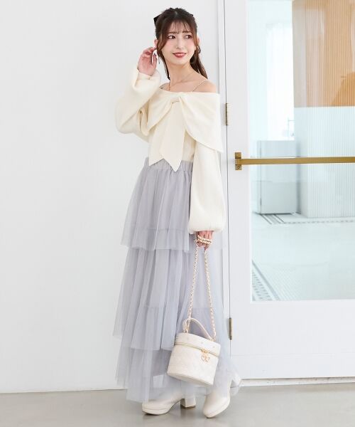 MAJESTIC LEGON / マジェスティックレゴン ニット・セーター | ビジューリボンオフショルニット | 詳細17