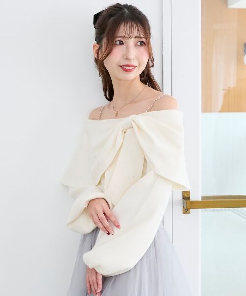 MAJESTIC LEGON / マジェスティックレゴン ニット・セーター | ビジューリボンオフショルニット | 詳細21