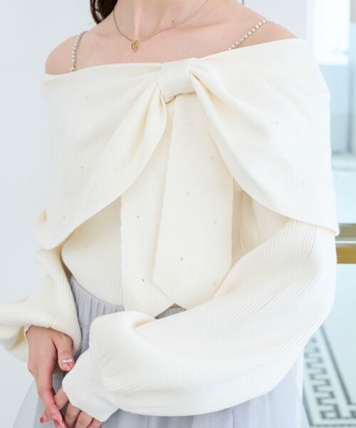 MAJESTIC LEGON / マジェスティックレゴン ニット・セーター | ビジューリボンオフショルニット | 詳細23