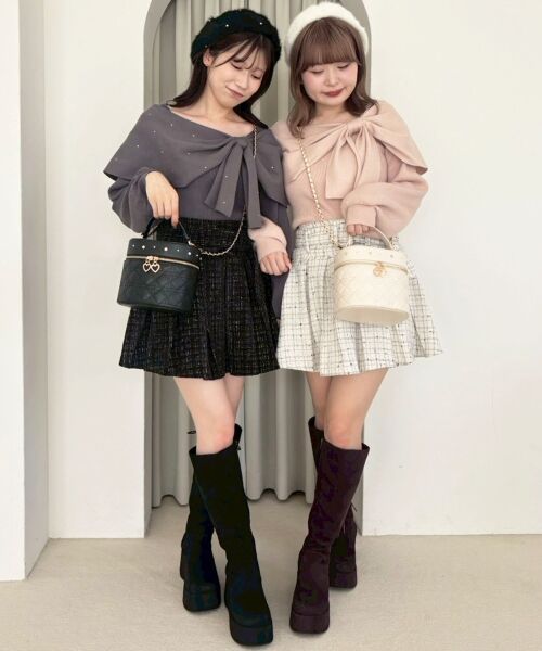 MAJESTIC LEGON / マジェスティックレゴン ニット・セーター | ビジューリボンオフショルニット | 詳細24