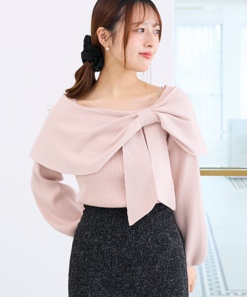 MAJESTIC LEGON / マジェスティックレゴン ニット・セーター | ビジューリボンオフショルニット | 詳細29