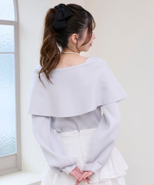 MAJESTIC LEGON / マジェスティックレゴン ニット・セーター | ビジューリボンオフショルニット | 詳細7